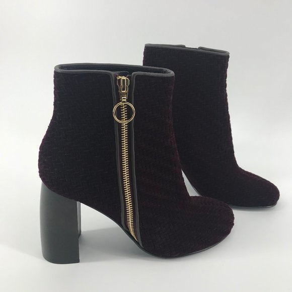 STELLA McCARTNEY🌺Maroon Velvet Ankle Boots - Picture 4 of 13